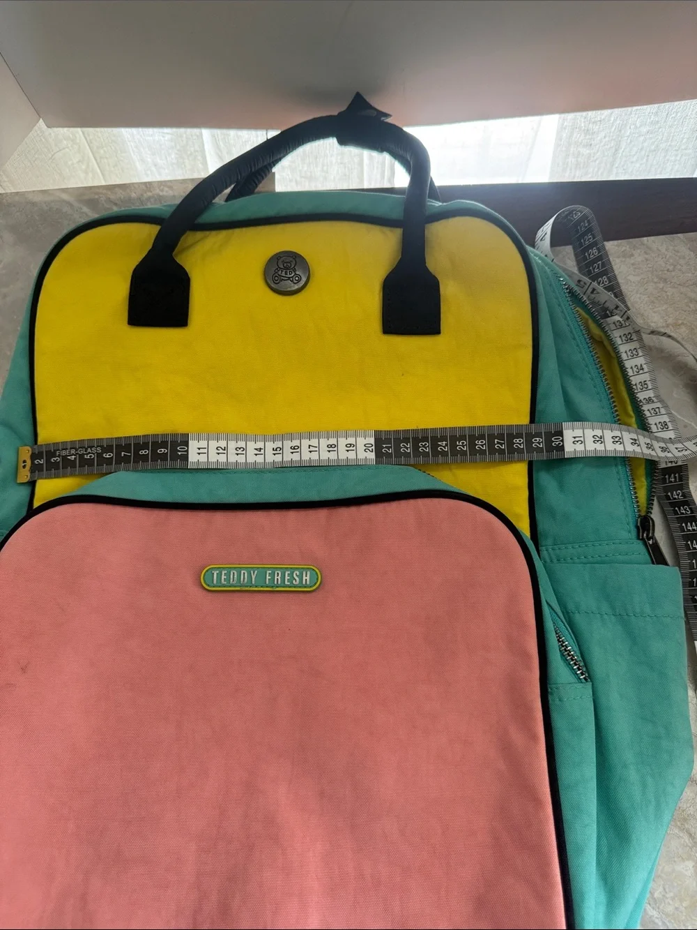 Teddy Fresh Colorblock Canvas Backpack in Pink, Yellow & Teal